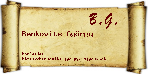 Benkovits György névjegykártya