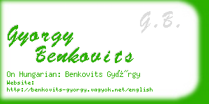 gyorgy benkovits business card